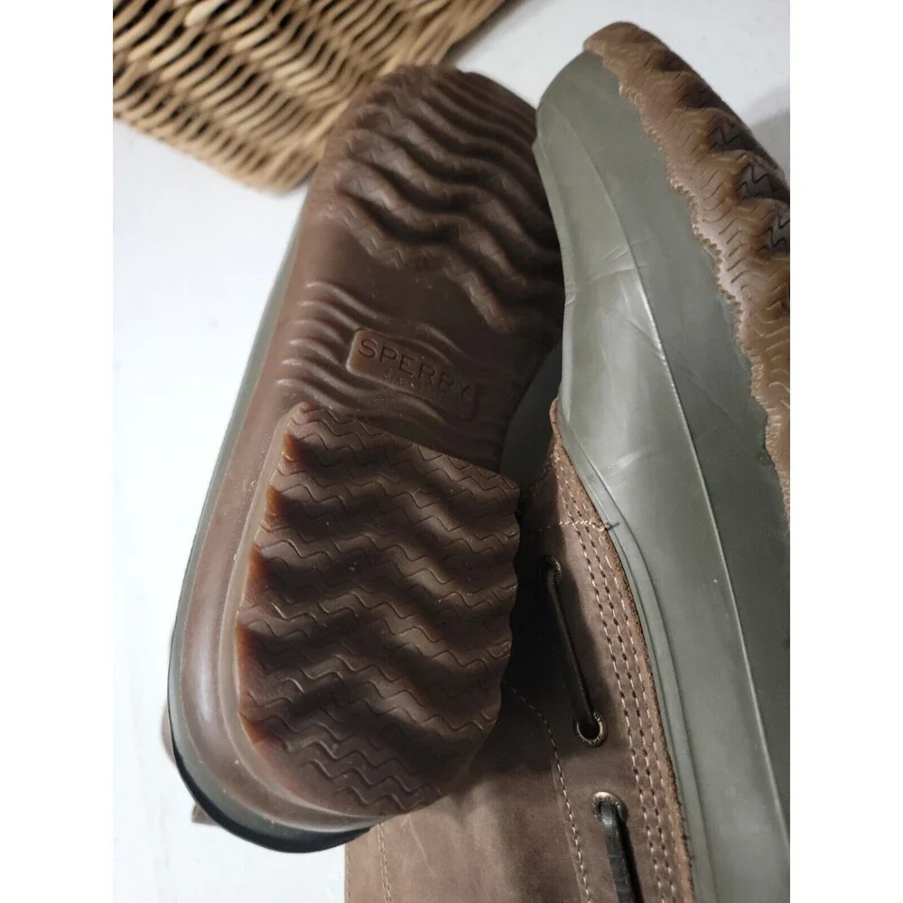 Men's Sperry Top Sider Watertown  Duck Boots Size 10.5 M H16-61775 Brown Rubber